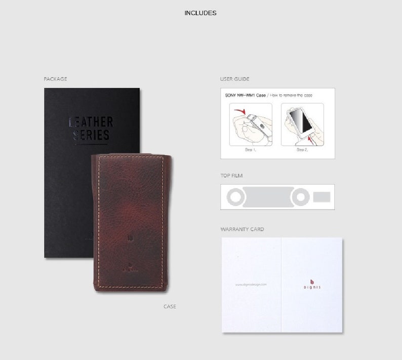 Box Black Dignis for Sony NW-WM1A NW-WM1Z NW-WM1 Walkman Genuine Leather Case Cover BoxWax Case