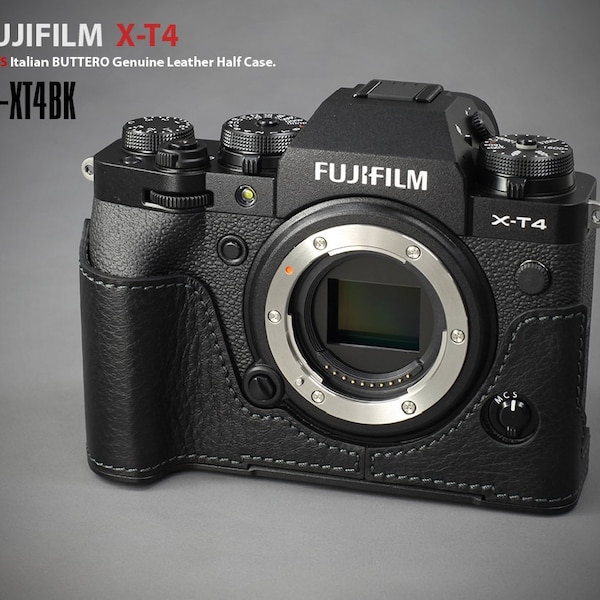 LIM’S Genuine Leather Camera Half Case Plaque en queue d’aronde pour Fuji Fujifilm X-T4 Case Noir