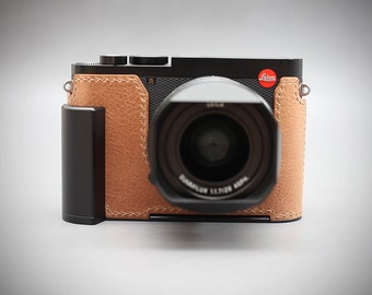 LIM'S handgemaakte lederen camera halve behuizing metalen handgreep zwaluwstaartplaat voor Leica Q3 - beperkte kleuren [bruin bruin]