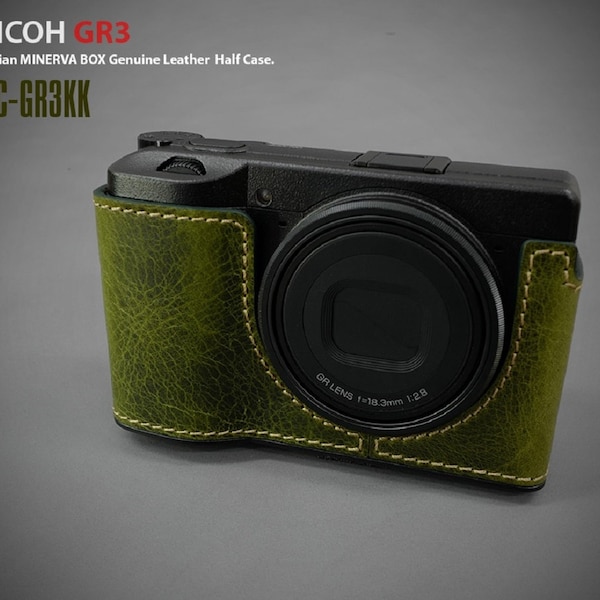 LIM'S Genuine Italy Leather Camera Half Case Cover RC-GR3BK For Ricoh GR3 Case Khaki Color