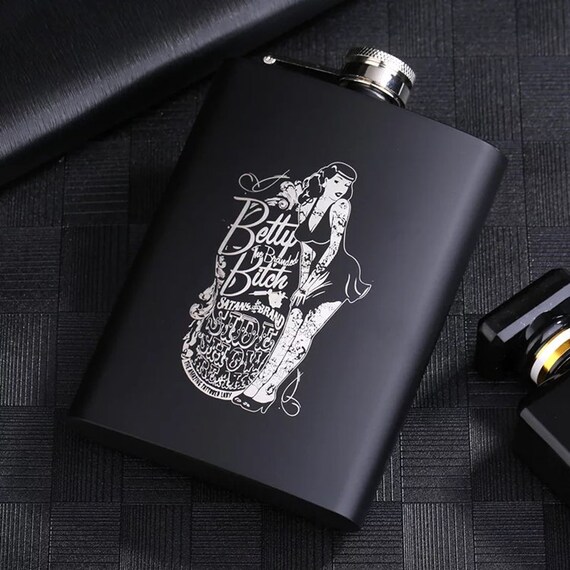 Original Whiskey 8oz Hip Flask beverage flask black laser Etsy
