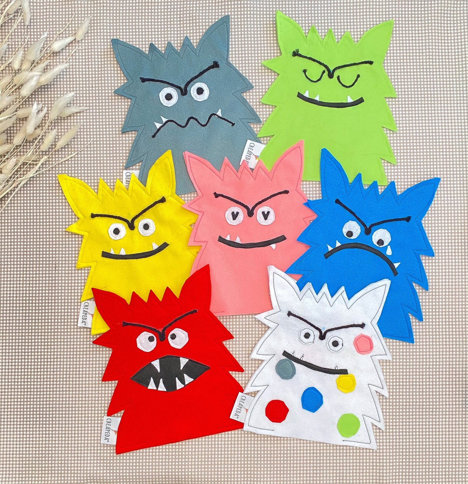 7 Great Puppets of Emotions Monster of Emotions Emotional - Etsy