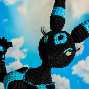 Shiny Umbreon art plush ,furry plush,anthro plushie, furry doll, black monster doll, Collectible Designed