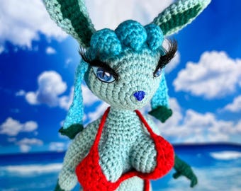 Glaceon furry plushie art Doll: Custom Anthro Art Plush