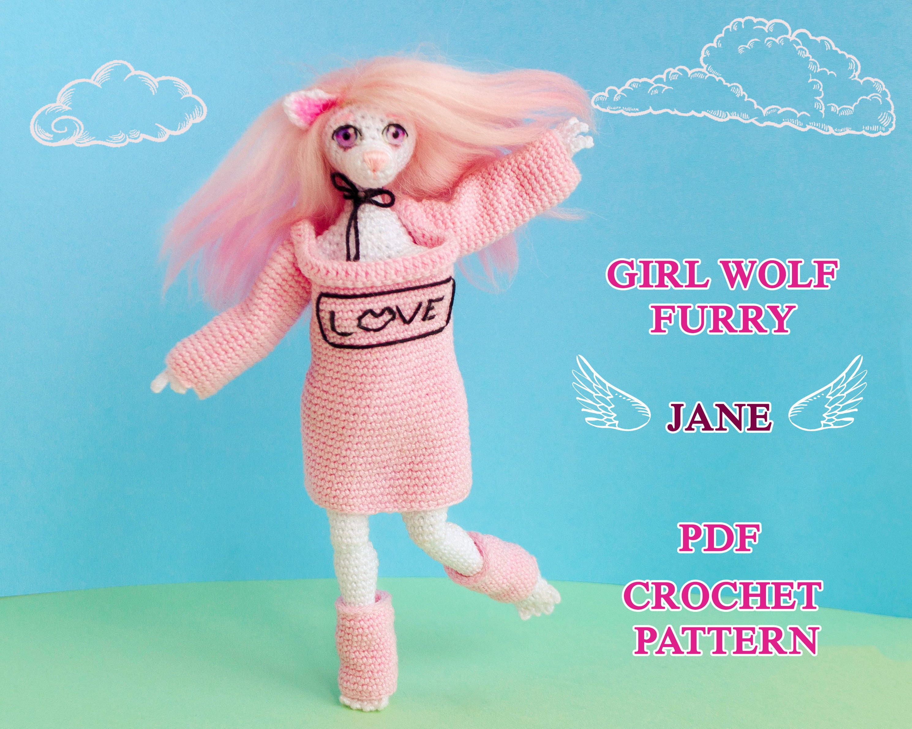 Amigurumi Girl Wolf Crochet Pattern: Furry Doll (PDF Pattern) - Etsy