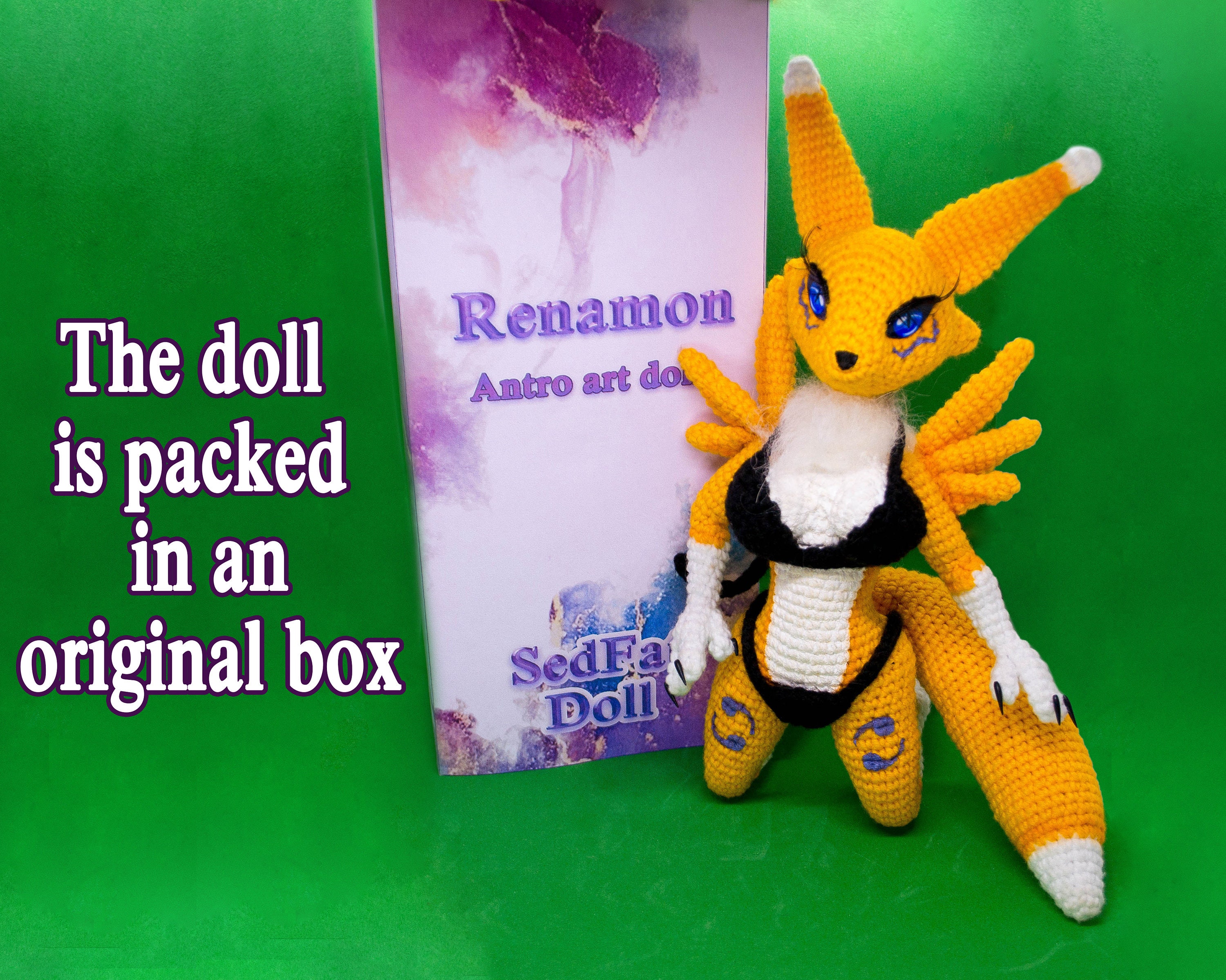 Renamon Crochet Furry Doll: Poseable Anthro Plush - Etsy