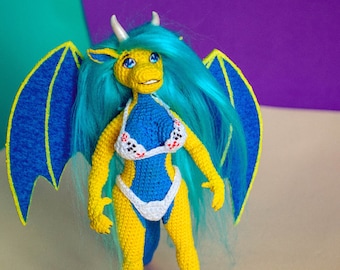 furry dragon, adult plush, dragon art doll, yiff, anthro dragon, furry figure,  yellow dragon girl
