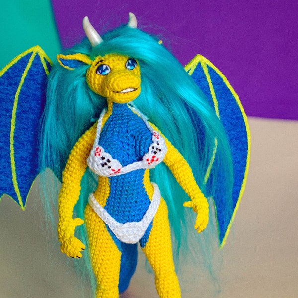 furry dragon, adult plush, dragon art doll, yiff, anthro dragon, furry figure,  yellow dragon girl