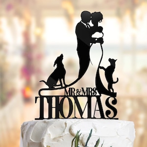 Dog Wedding Cake Topper With Dog, Dog Cake Topper With Dog, Wedding Cake Toppers With Dog, Wedding Topper With Dog, PR021