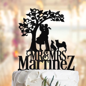 Custom Dog Wedding Cake Topper: Personalized Acrylic Silhouette