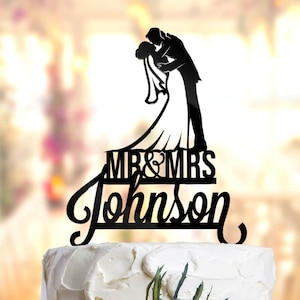 Wedding Cake Topper Silhouette with Bride and Groom and with  personalized hairstyle,  Personalized topper, Couple silhouette. PR135