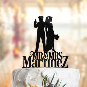 Police Wedding Cake Topper with Groom Police Officer,  Police Cake Toppers for Wedding, Police Officer Cake Topper PR076