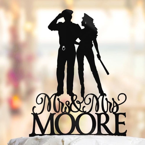 Wedding Cake Topper Police Officer and Bride Wedding Etsy