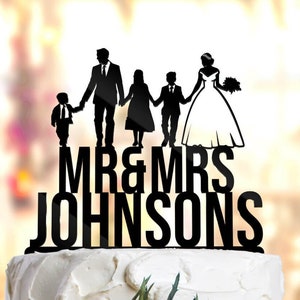 Personalized Family Wedding Cake Topper with Kids