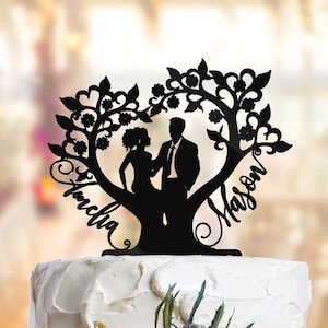 Personalized  Wedding Cake Topper Love Tree with Names,  Custom Wedding Cake Topper, Personalized Cake Topper, Silhouette Topper. PR041