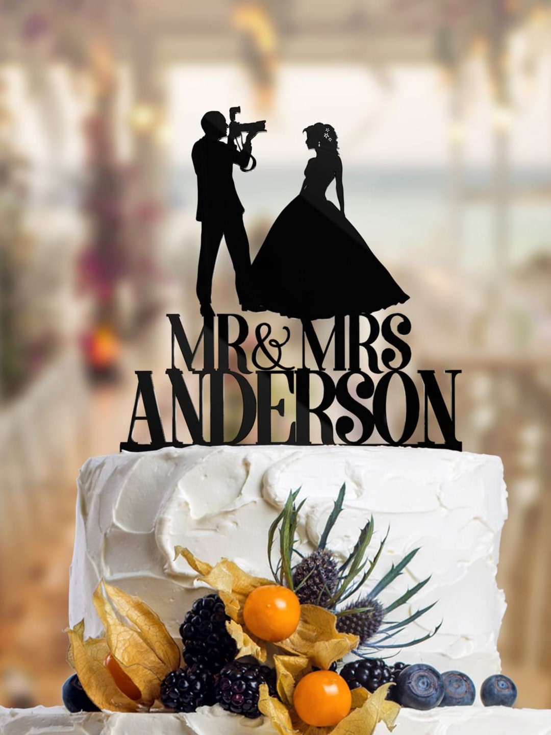 Wedding Cake Topper Silhouette Groom Photographer. Bride and Groom ...