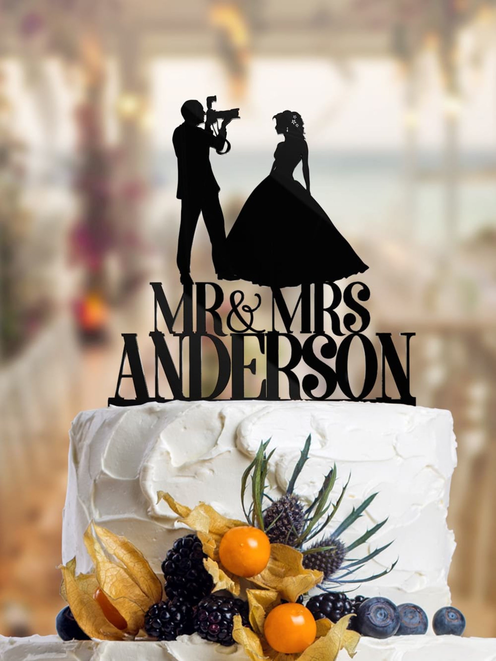 Wedding Cake Topper Silhouette Groom Photographer. Bride and - Etsy