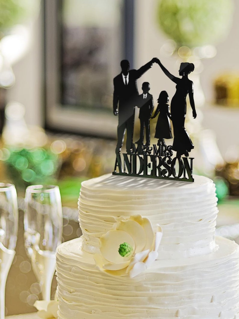 Family Cake Topper Married Couple With Children Wedding Cake Etsy