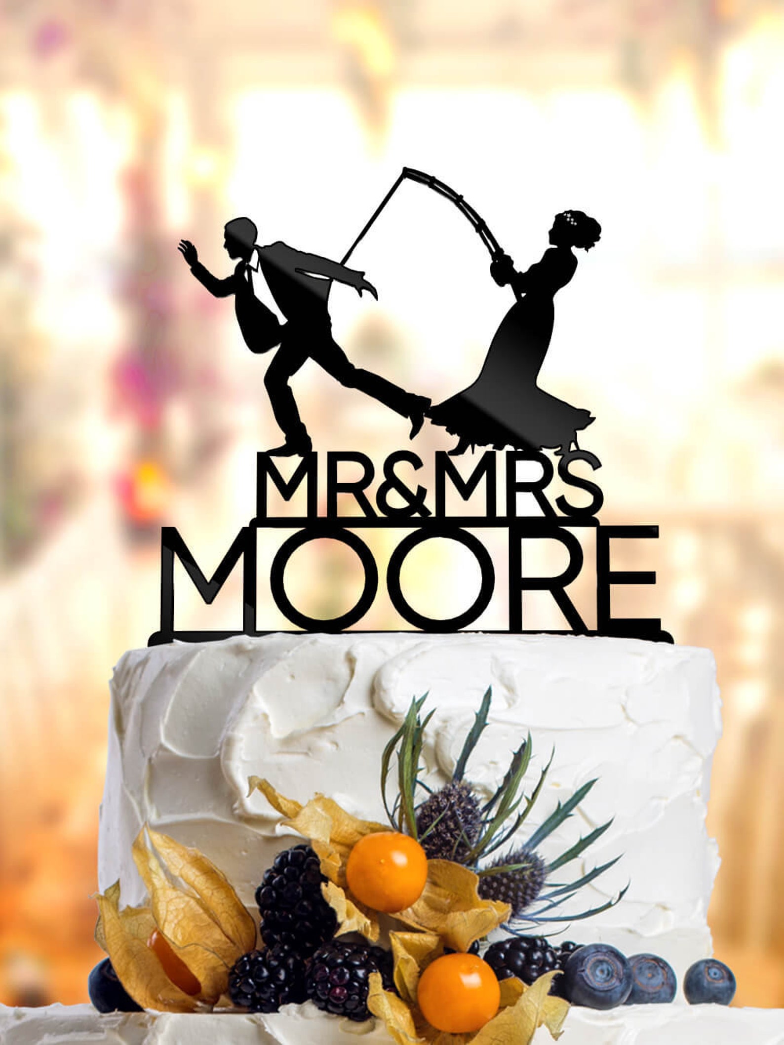 Fishing Wedding Cake Topper Bride Hooked the Groom the Bride Etsy