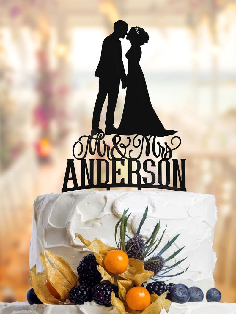 Mr and Mrs Silhouette Wedding Cake Topper Acrylic Silhouette - Etsy