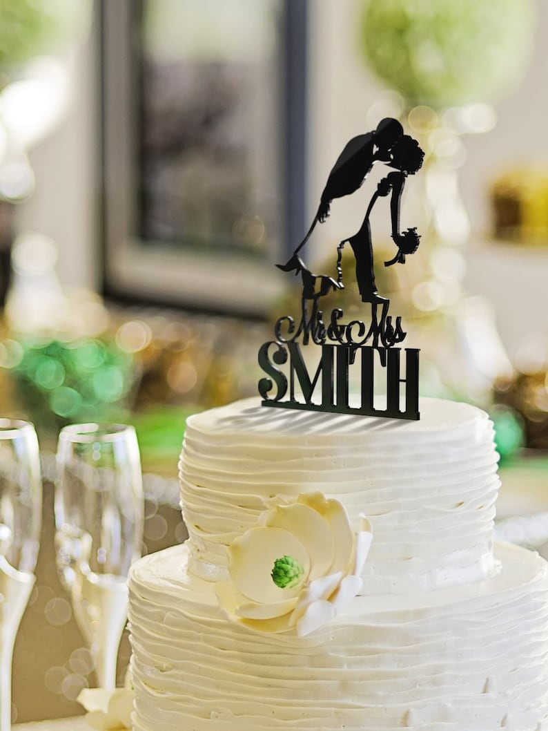 Wedding Cake Topper Silhouette With Personalized Hairstyle Etsy