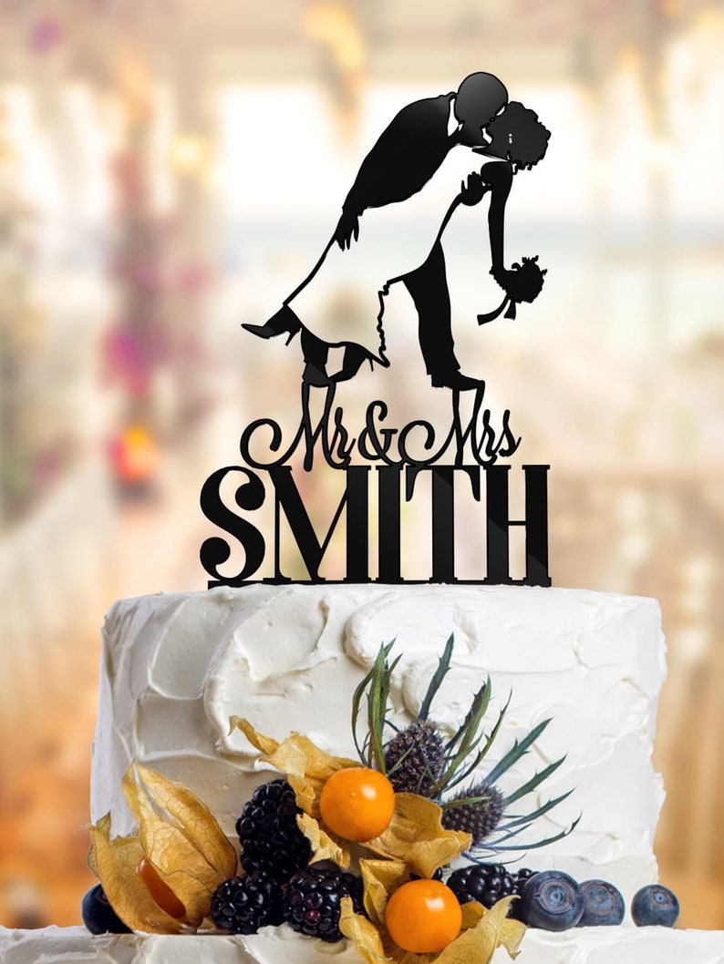 Wedding Cake Topper Silhouette With Personalized Hairstyle Etsy