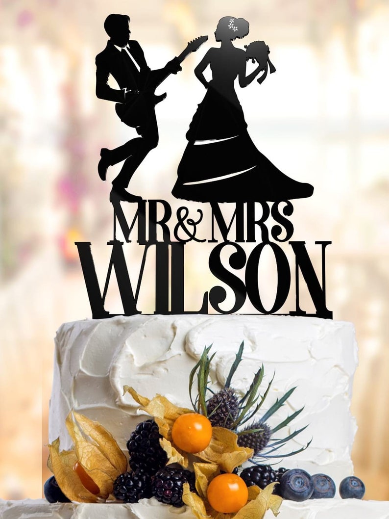 Guitar wedding cake topper Brides hairstyle personalization Etsy