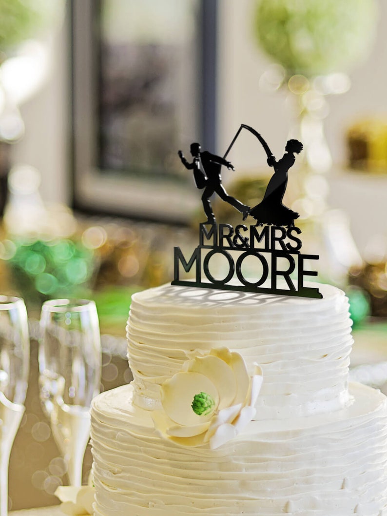 Fishing Wedding Cake Topper Bride Hooked the Groom the Bride Etsy