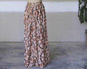 Bohemian Tribal Batik Maxi Skirt - Vintage Ikat Festival Wear for Women