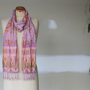 Vintage Batik Silk Scarf: Bohemian Neck Wrap, Head Accessory, Tribal Print Shawl for Festivals
