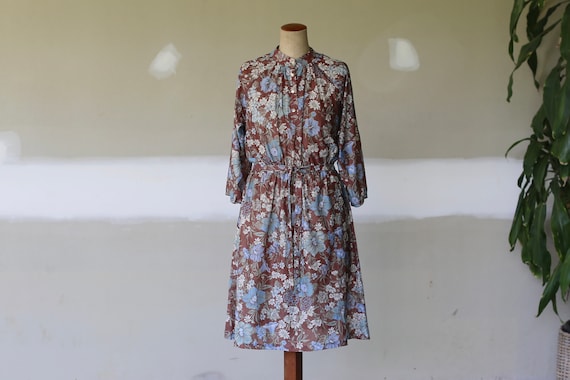 Vintage Floral Tea Dress l Boho Hippie Festival Dr