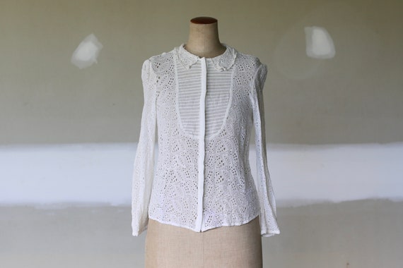 Vintage Victorian Cut Out Lace Blouse l Embroidery