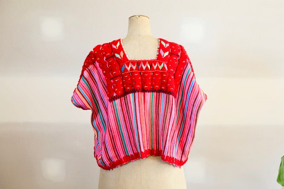 Vintage Rainbow Coloured Striped Hand Embroidered… - image 4