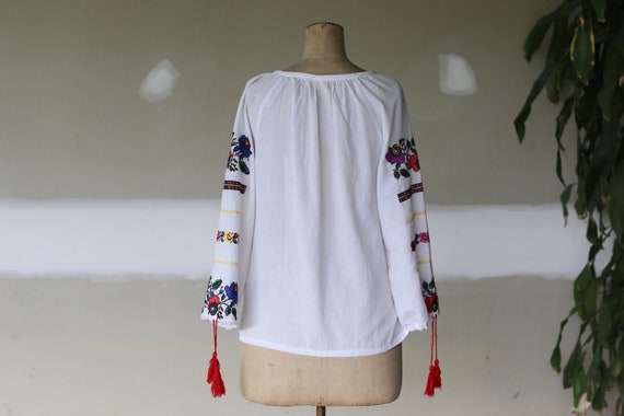 Vintage Romanian Embroidered Folk Blouse l Gypsy … - image 5