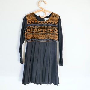 Retro 1970s Woodstock Velvet Hippie Boho Festival Dress - Vintage Aztec Tribal Edwardian Gothic Victorian