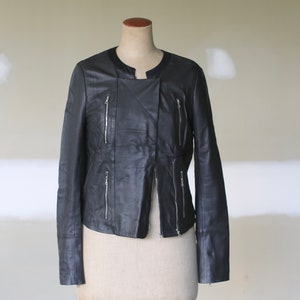Vintage J Brand Italian Lambskin Leather Biker Jacket - Boho Hippie Minimalist Style (Large)