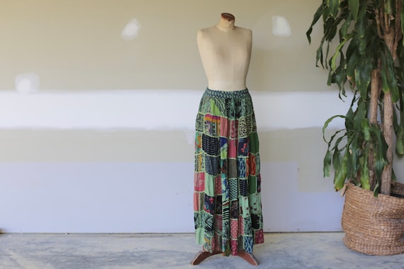 1970's Hippie Patchwork Maxi Skirt
