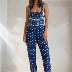 Vintage Tribal Overalls - Jen's Pirate Booty Batik Dungarees - Hippie Boho Festival Clothing