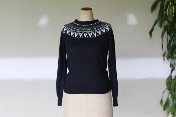 Vintage Fair Isle Wool Jumper Sweater l Fair Isle Knit Jumper l Vintage Knitted Jumper l Boho Hippie Sweater