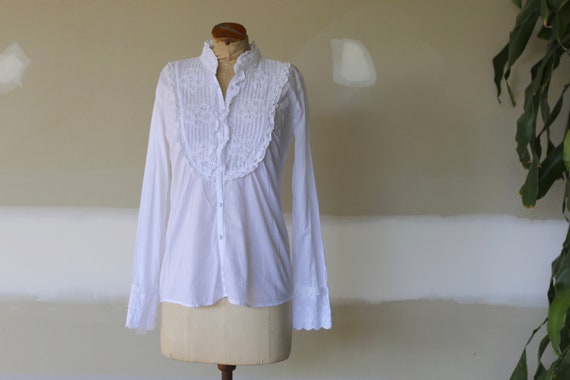Vintage Edwardian Lace Blouse | 70's Crochet Blous