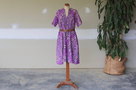 Rare Vintage 1970s Indian Block Print Dress l Flor