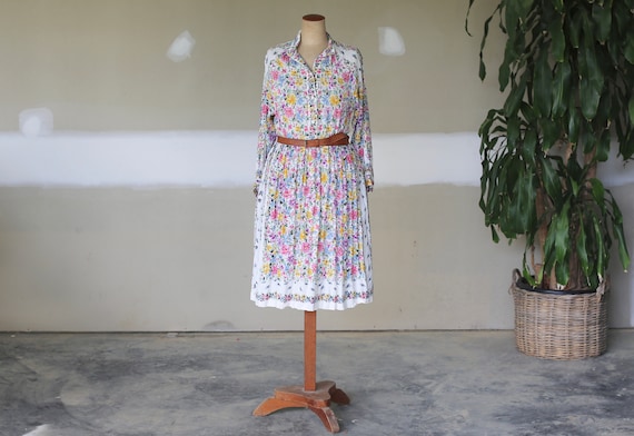 Vintage Italian Floral Dress l Floral Tea Dress l