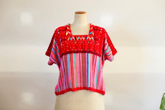 Vintage Rainbow Coloured Striped Hand Embroidered… - image 1