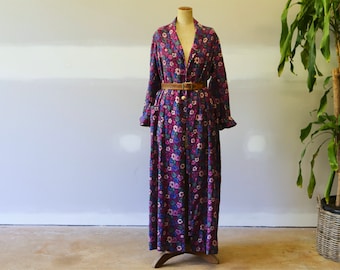 Kimono floral vintage, bata de algodón Eskay