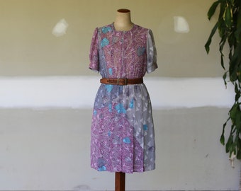 Vintage Japanese Floral Tea Dress l Boho Hippie Festival Floral Dress l