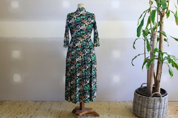 70s Vintage 100% Cotton New Tag African Print Midi Dress main image 1