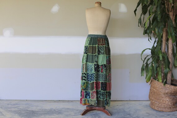 Vintage Floral Patchwork Maxi Skirt l Hippie Boho… - image 4