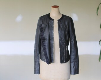 J Brand Italian Lambskin Leather Jacket l Leather Bikers Jacket l Boho Vintage Hippie Minimalist Jacket