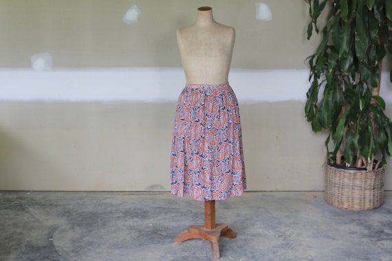 Vintage Paisley Skirt l Retro Hippie Boho Cotton S