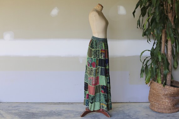 Vintage Floral Patchwork Maxi Skirt l Hippie Boho… - image 3
